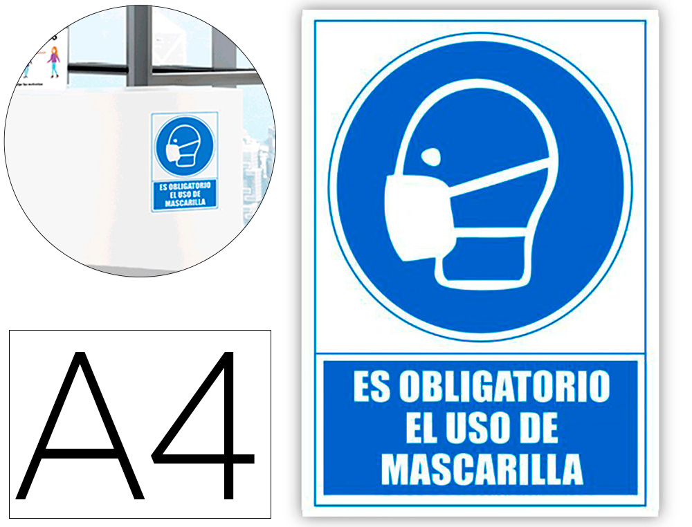 PICTOGRAMA ARCHIVO 2000 OBLIGATORIO EL USO DE MASCARILLA PVC COLOR AZUL 210X297 MM