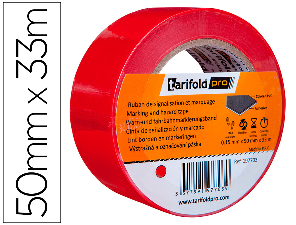 CINTA ADHESIVA DJOIS PARA MARCAJE Y SEALIZACION DE SUELO 33 MT X 50 MM COLOR ROJO