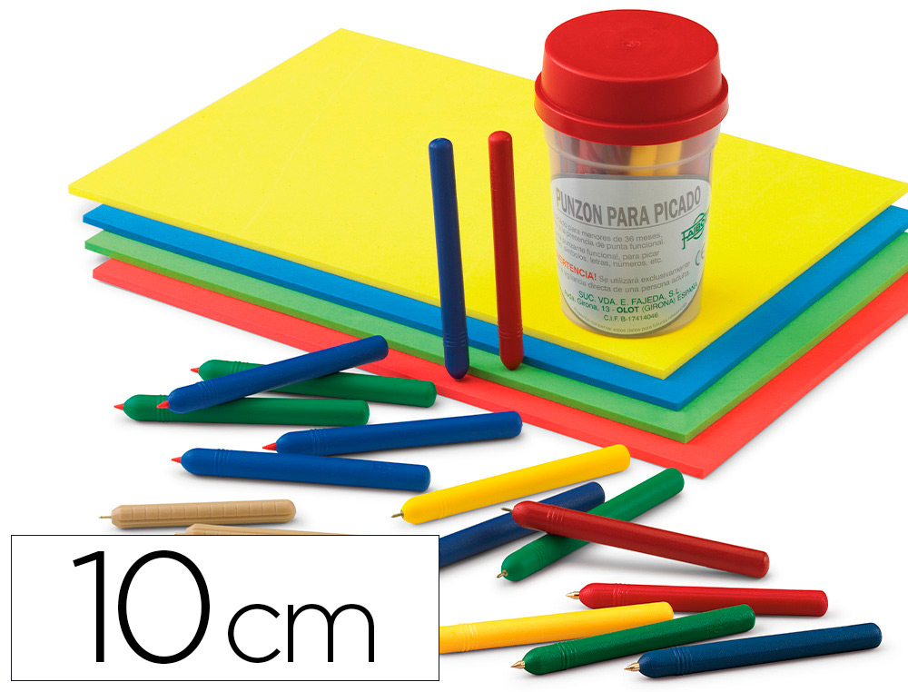 PUNZON FAIBO PLASTICO CON PUNTA DE ACERO LATONADO 10 CM COLORES SURTIDOS