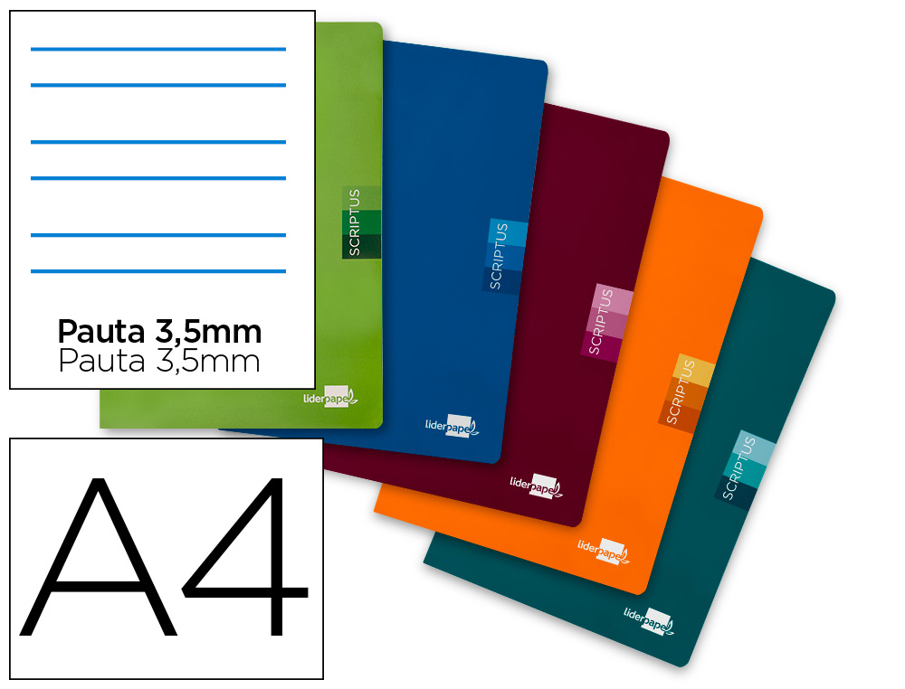 LIBRETA LIDERPAPEL SCRIPTUS A4 48 HOJAS 90G/M2 PAUTA 4 3.5MM CON MARGEN