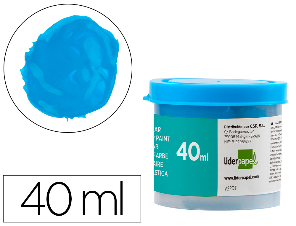 TEMPERA LIDERPAPEL ESCOLAR 40 ML AZUL CIAN