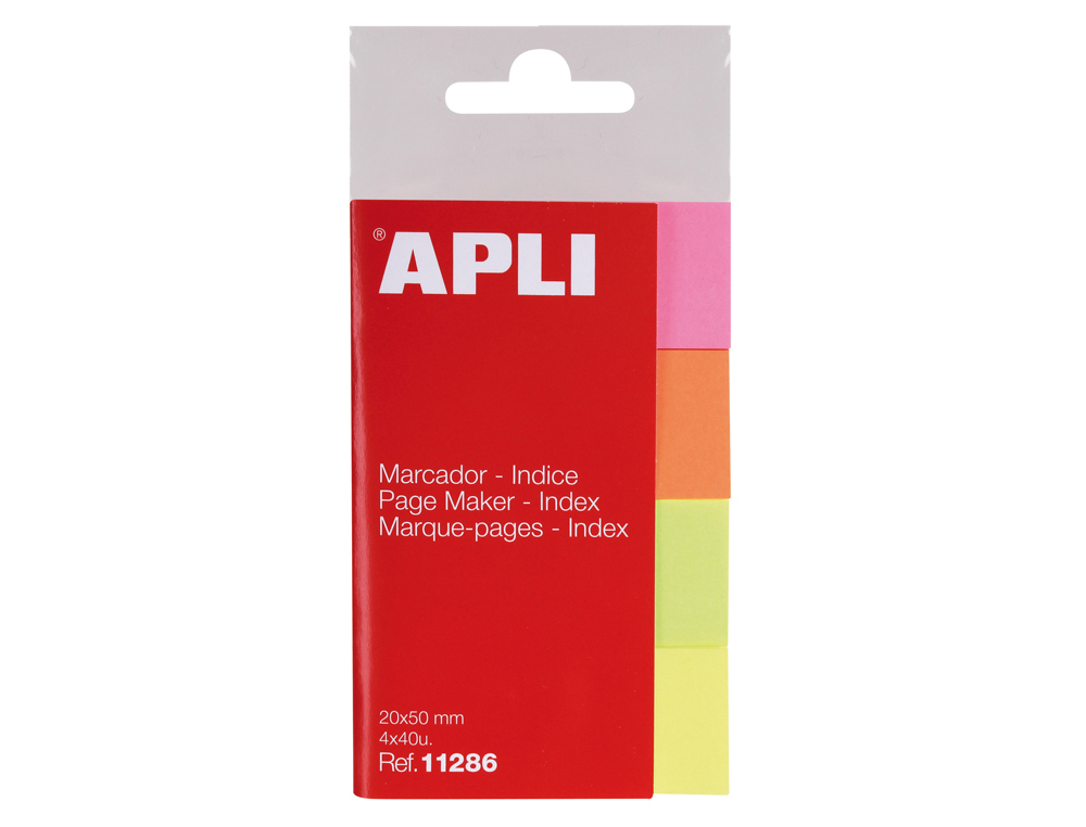 BANDERITAS SEPARADORAS APLI PAPEL 50X20 MM PACK DE 4 COLORES X 40 HOJAS