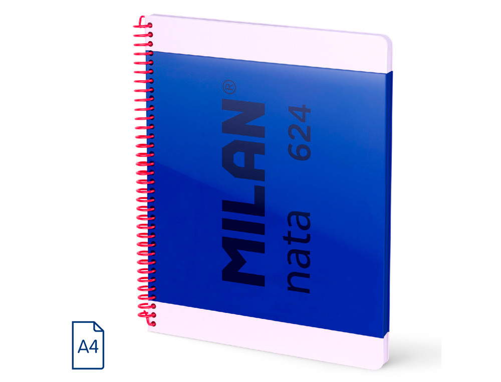 CUADERNO ESPIRAL MILAN SERIE NATA 624 SINCE 1918 DIN A4 TAPA DURA 80 HOJAS 95 GR CUADRO 5 MM COLOR AZUL