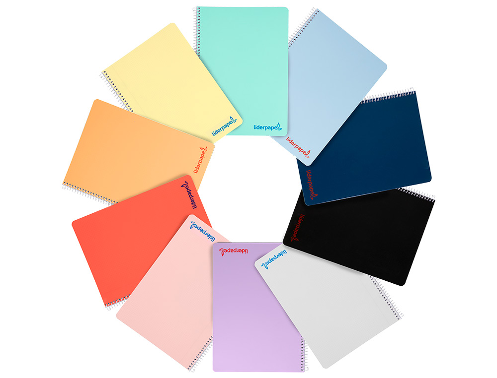 CUADERNO ESPIRAL LIDERPAPEL A4 WONDER TAPA PLASTICO 80H 90GR CUADRO 3MM CON MARGEN COLORES SURTIDOS