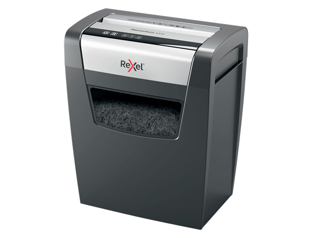 DESTRUCTORA DE DOCUMENTOS REXEL MOMENTUM X312 CAPACIDAD DE CORTE 12 HOJAS DESTRUYE GRAPAS Y CLIPS PAPELERA 23 L