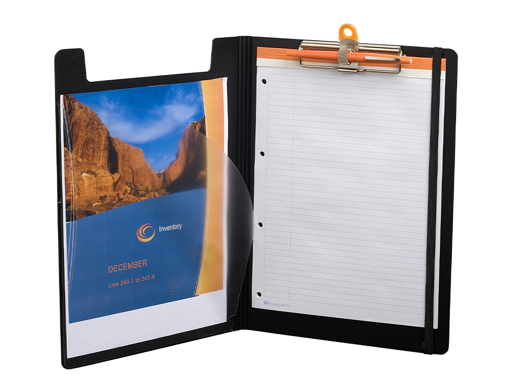 CARPETA EXACOMPTA EXACTIVE CON TAPA POLIPROPILENO NEGRO CON PINZA Y PORTABOLIGRAFO DIN A4