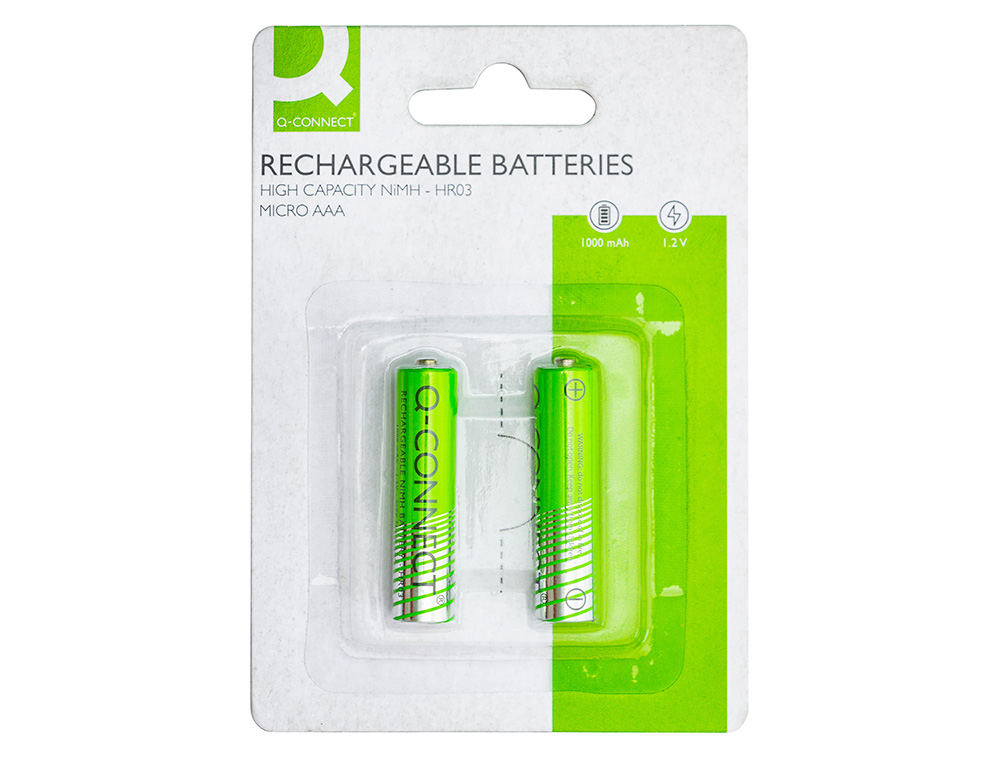 PILA Q-CONNECT ALCALINA AAA RECARGABLE BLISTER DE 2 UNIDADES
