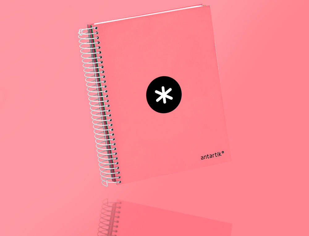 CUADERNO ESPIRAL A5 MICRO ANTARTIK TAPA FORRADA120H 100 GR HORIZONTAL 5 BANDA6 TALADROS COLOR CORAL