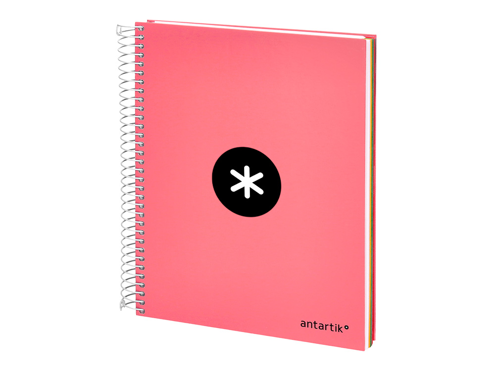 CUADERNO ESPIRAL A5 MICRO ANTARTIK TAPA FORRADA120H 100 GR HORIZONTAL 5 BANDA6 TALADROS COLOR CORAL