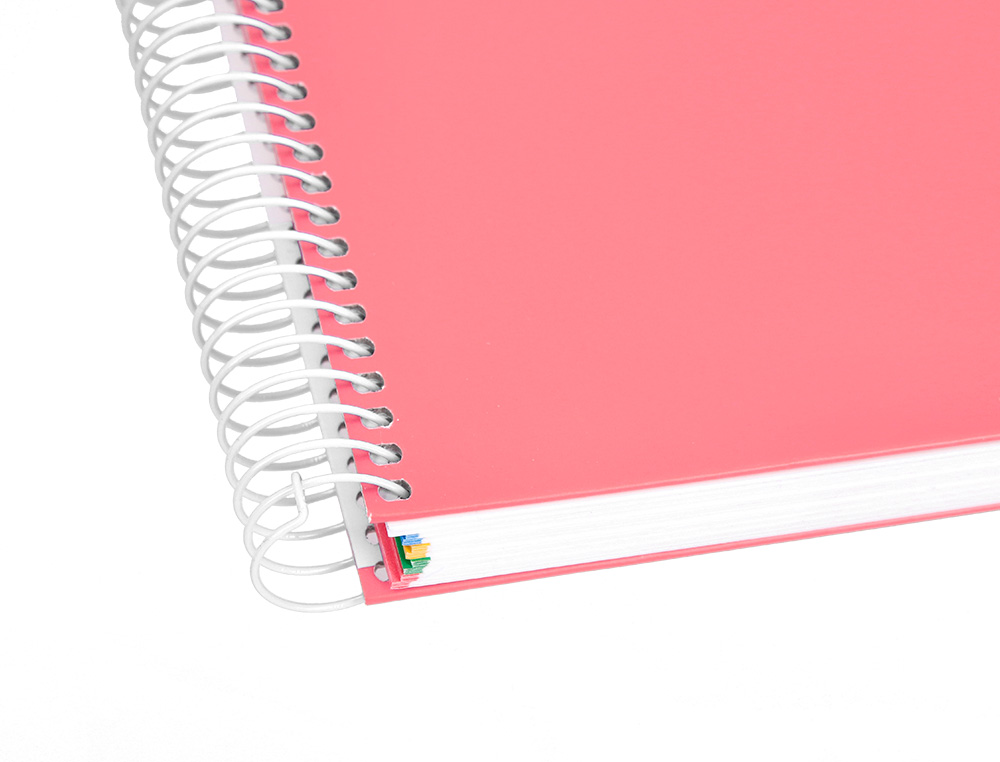CUADERNO ESPIRAL A5 MICRO ANTARTIK TAPA FORRADA120H 100 GR HORIZONTAL 5 BANDA6 TALADROS COLOR CORAL