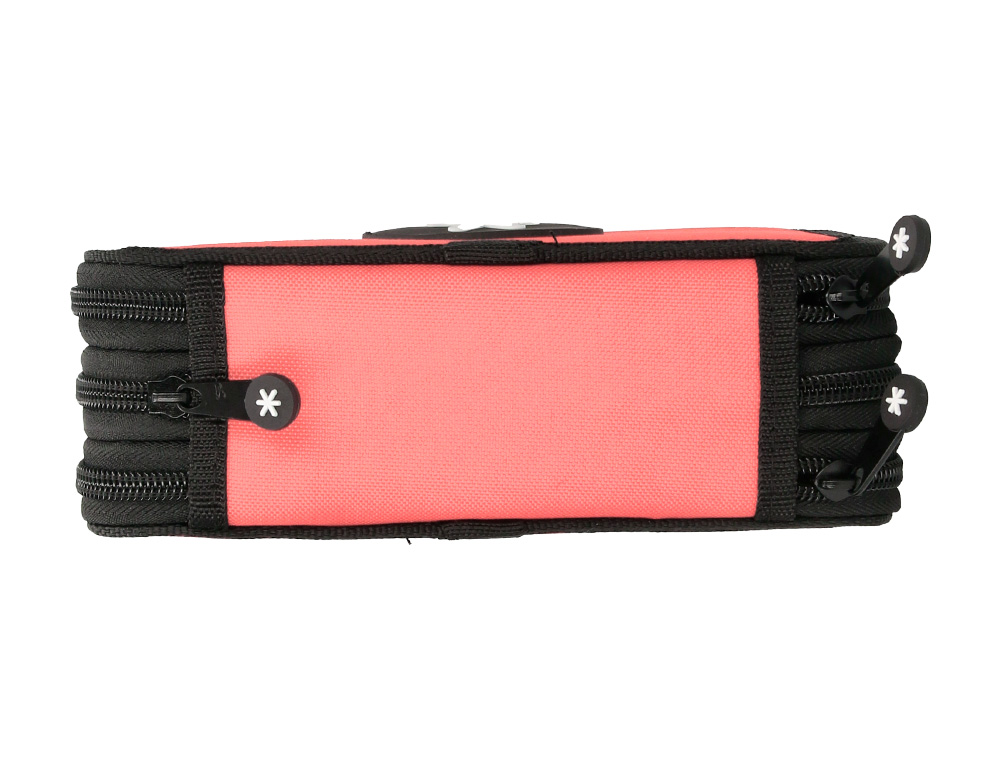 PLUMIER ESCOLAR ANTARTIK TRIPLE CREMALLERA COLOR CORAL 36 PIEZAS