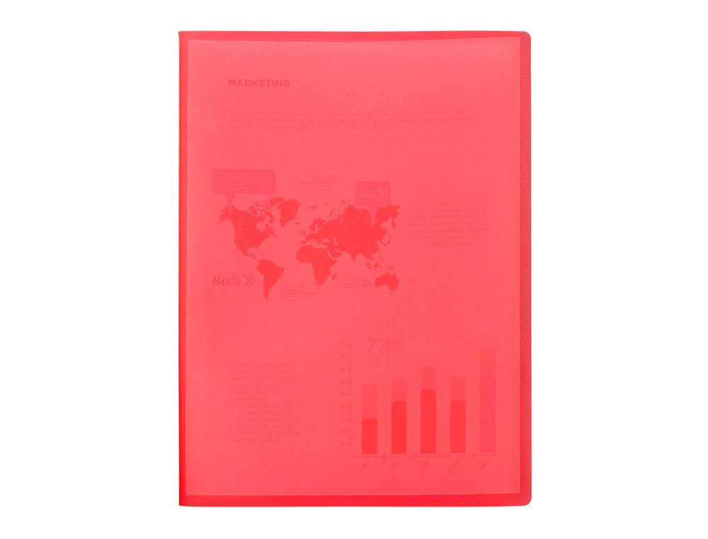 CARPETA LIDERPAPEL ESCAPARATE 40 FUNDAS POLIPROPILENO DIN A3 ROJO TRANSLUCIDO
