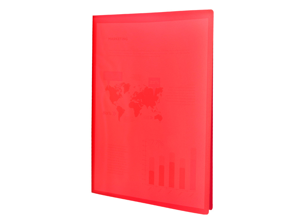 CARPETA LIDERPAPEL ESCAPARATE 40 FUNDAS POLIPROPILENO DIN A3 ROJO TRANSLUCIDO
