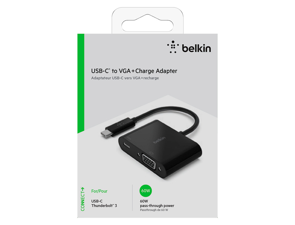 ADAPTADOR BELKIN AVC001BTBK USB-C A VGA + CARGA COLOR NEGRO