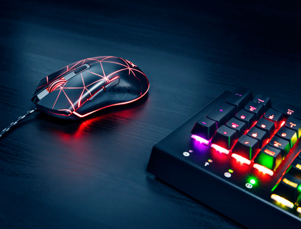 RATON TRUST GXT133 LOCX GAMING OPTICO LUCES LED 800-4000 PPP 6 BOTONES USB 2.0 CABLE 1,80 M COLOR NEGRO