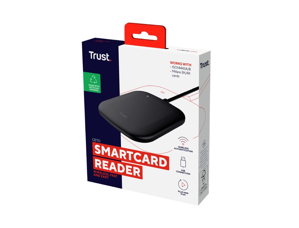LECTOR DE TARJETAS INTELIGENTES TRUST CETO SIN CONTACTO USB-A COLOR NEGRO