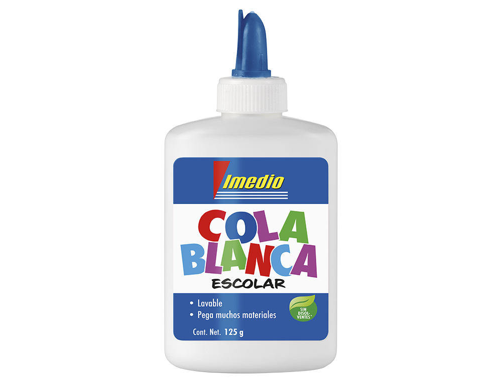 PEGAMENTO COLA BLANCA IMEDIO ESCOLAR LAVABLE BOTE DE 125 GR