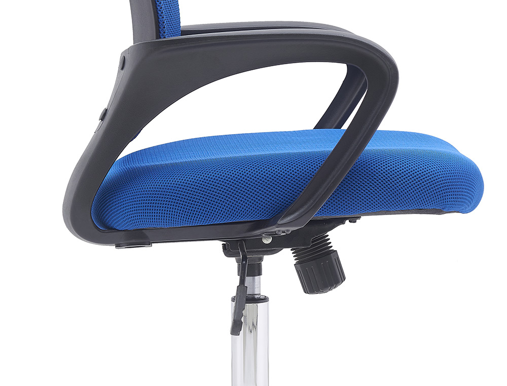 SILLA Q-CONNECT OFICINA SIENA MALLA BASE METALICA ALT MAX 1000 ANC 560 PROF 570 RUEDAS PREMIUM COLOR NEGRO AZUL