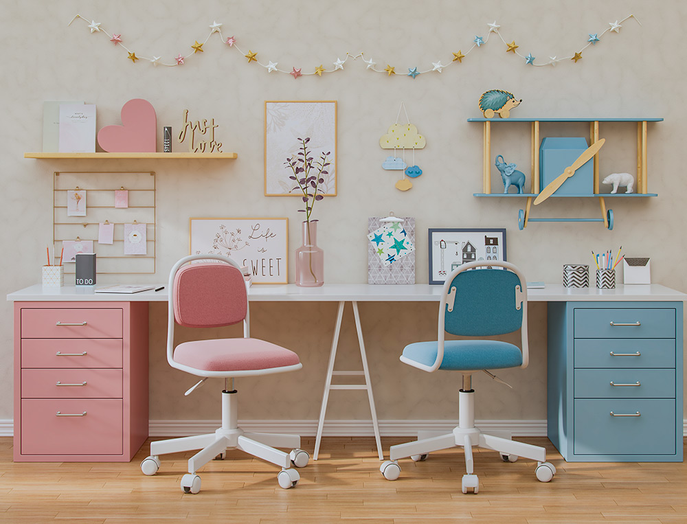 SILLA Q-CONNECT INFANTIL BARI ESCRITORIO COLOR ROSA ALT MAX 795 ANC 390 PROF 350 MM