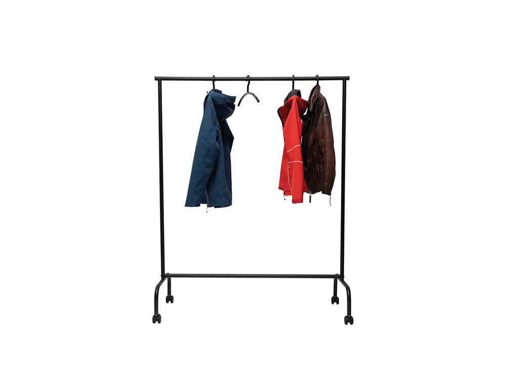 PERCHERO MAUL LIMBO CABALLETE EXTENSIBLE CON RUEDAS COLOR NEGRO 1270X505X1570 MM
