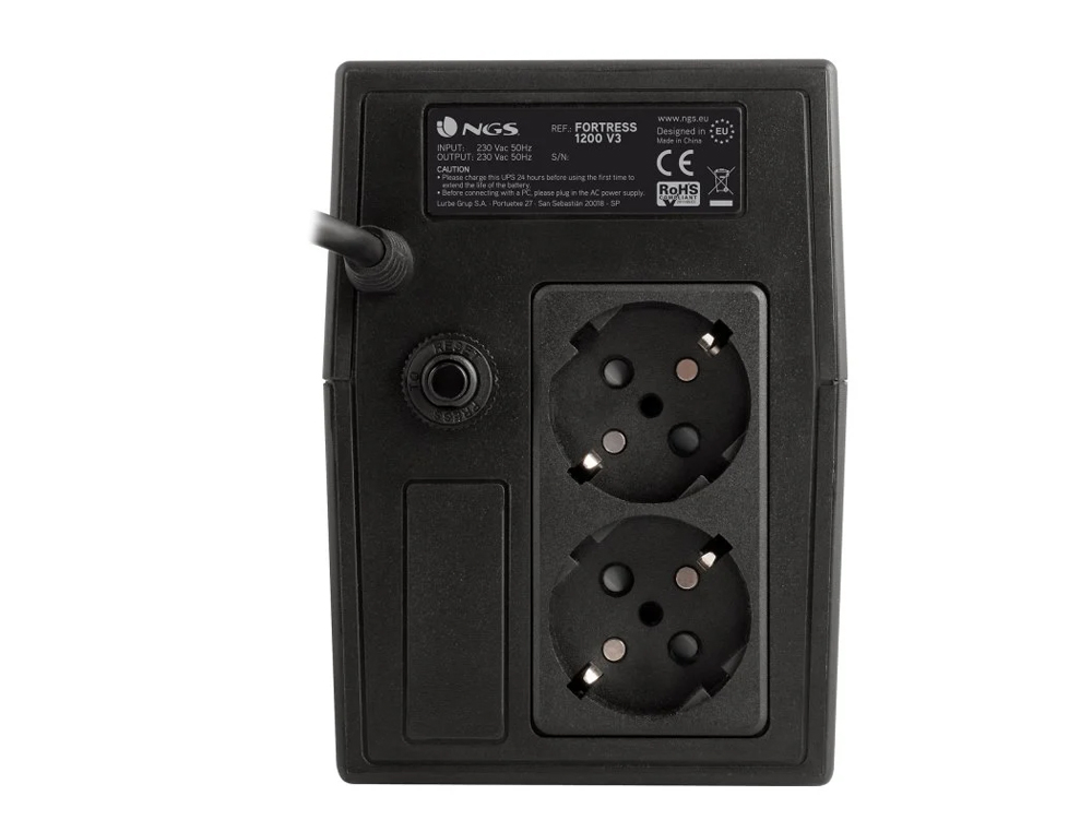 SAI NGS FORTRESS 1200 V3 BATERIA 800 VA CON 2 TOMAS CORRIENTE SCHUKO PLUG OFF LINE UPS 480W FUNCION AVR