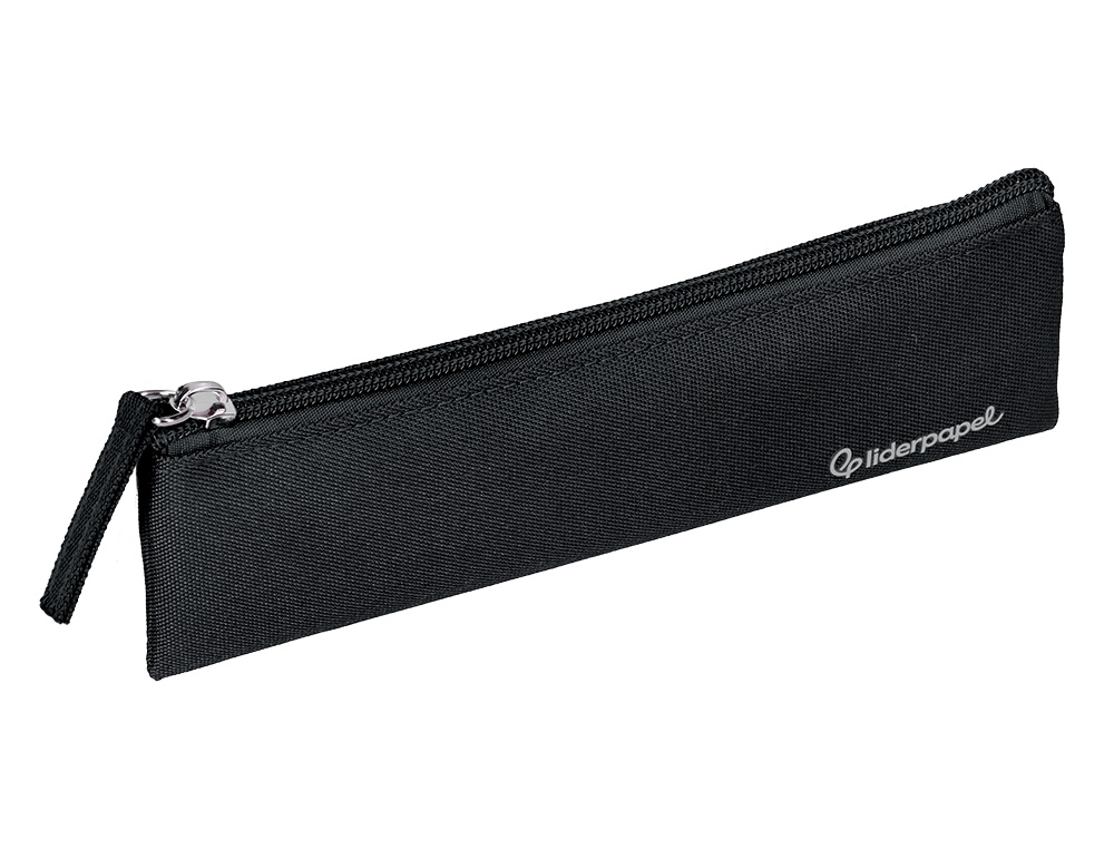 ESTUCHE PORTATODO LIDERPAPEL PLANO ESTRECHO UNA CREMALLERA 200X60 MM NEGRO