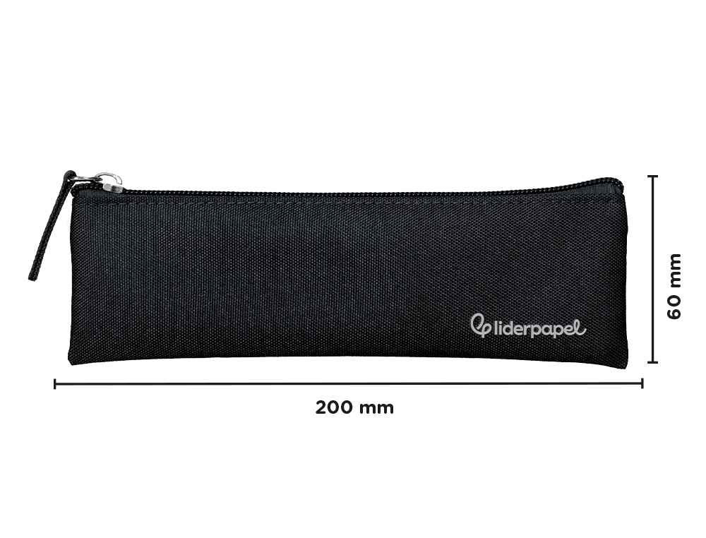 ESTUCHE PORTATODO LIDERPAPEL PLANO ESTRECHO UNA CREMALLERA 200X60 MM NEGRO