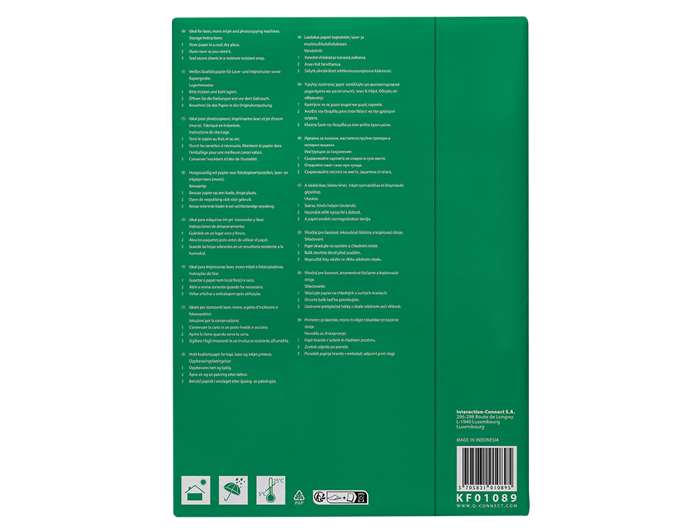 PAPEL FOTOCOPIADORA Q-CONNECT FASTER DIN A3 80 GRAMOS PAQUETE DE 500 HOJAS