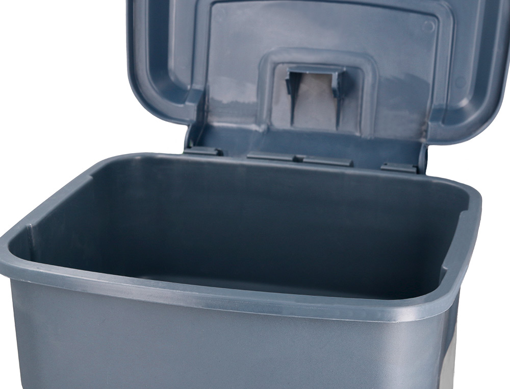 PAPELERA CONTENEDOR Q-CONNECT PLASTICO CON TAPA Y PEDAL 30 LITROS GRIS 395X395X420 MM