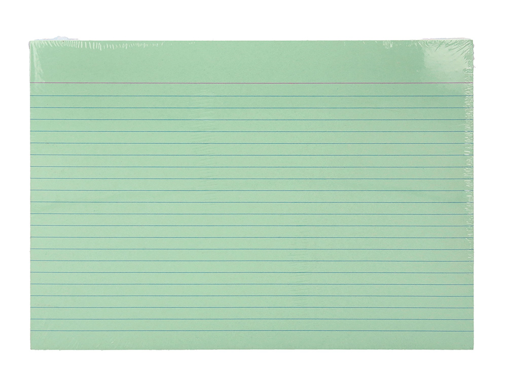 TARJETA LIDERPAPEL PARA ESTUDIAR RAYADA CARTULINA DE COLORES 170 GR/M2 100X150MM PAQUETE DE 200 UNIDADES