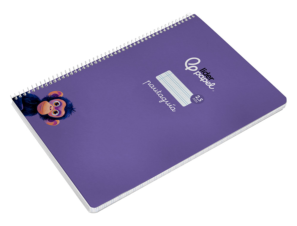CUADERNO ESPIRAL LIDERPAPEL A4 PAUTAGUIA TAPA BLANDA 80H 75GR CUADRO PAUTADO 2,5MM COLOR LILA