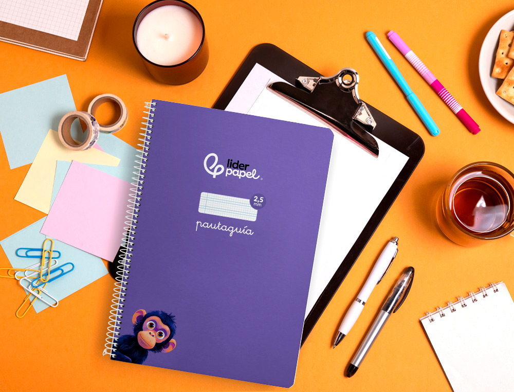 CUADERNO ESPIRAL LIDERPAPEL A4 PAUTAGUIA TAPA BLANDA 80H 75GR CUADRO PAUTADO 2,5MM COLOR LILA