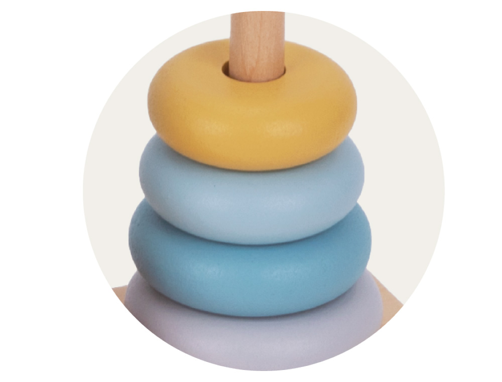 JUEGO INFANTIL IMAGINOVO MADERA TORRE DE FORMAS APILABLES +18 MESES 17 PIEZAS 28X20X9CM