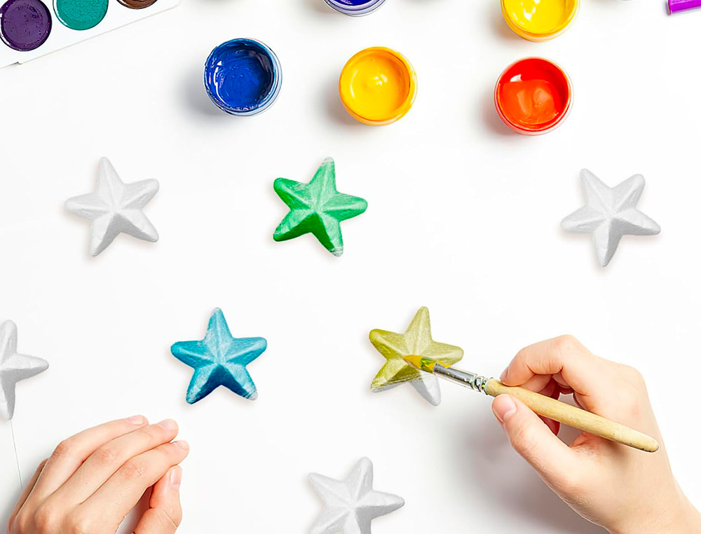 FIGURA DE ESPUMA BLANCA LIDERPAPEL ESTRELLA DE 4 CM BOLSA CON 6 UNIDADES