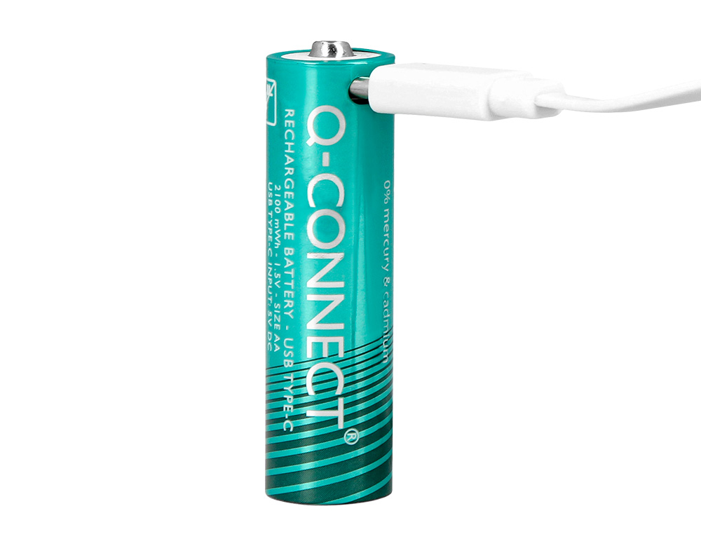 PILA Q-CONNECT AAA RECARGABLE POR USB-C BLISTER DE 4 UNIDADES