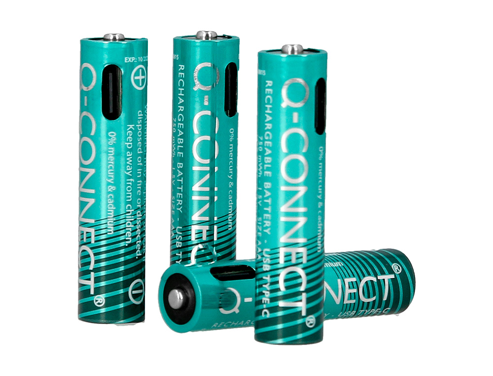 PILA Q-CONNECT AAA RECARGABLE POR USB-C BLISTER DE 4 UNIDADES