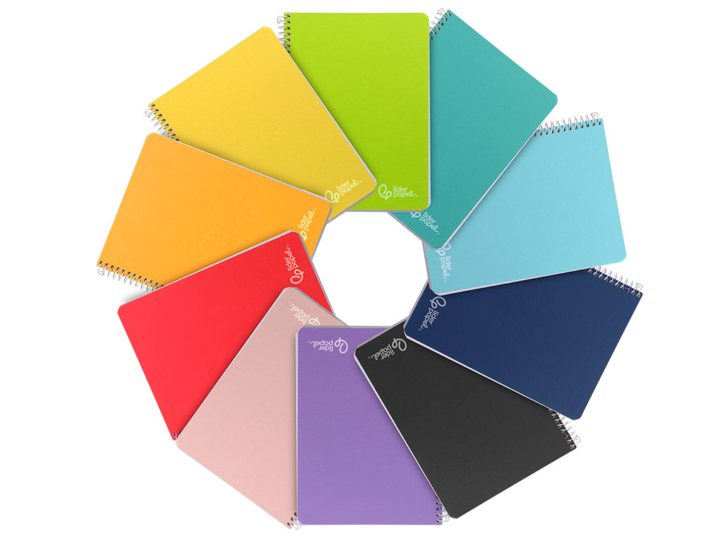 CUADERNO ESPIRAL LIDERPAPEL A5 WITTY TAPA DURA 80H 90GR CUADRO 6MM CON MARGEN COLORES SURTIDOS