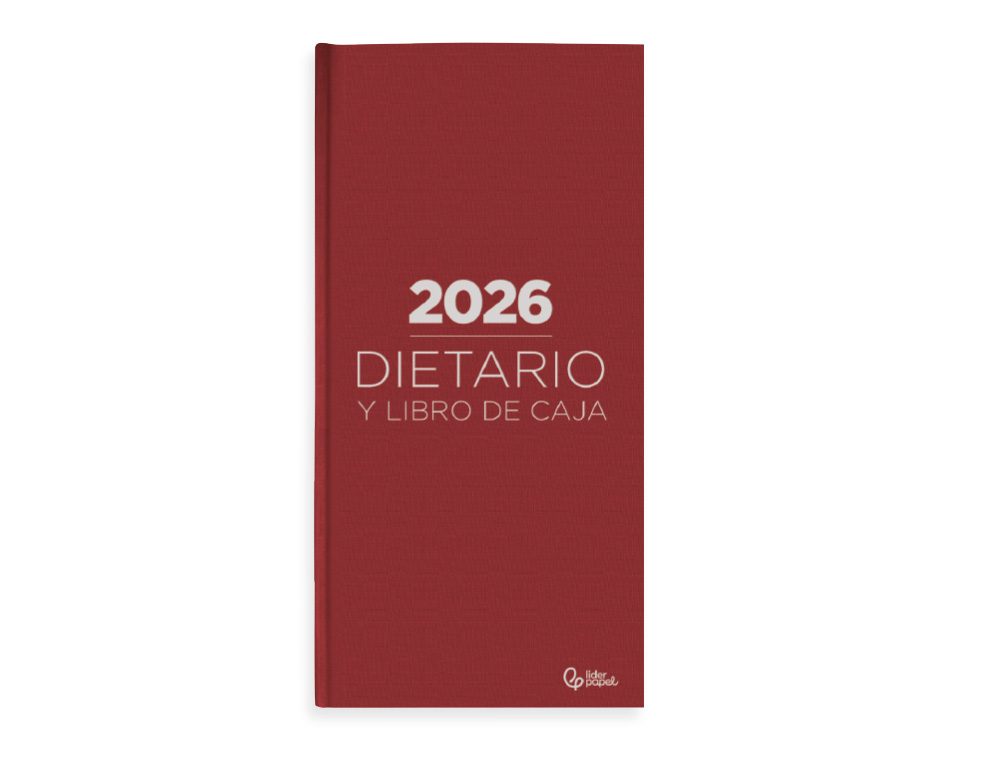 DIETARIO LIDERPAPEL 2026 OCTAVO 120X165 MM DIA PAGINA COLOR ROJO PAPEL 70 GR FSC