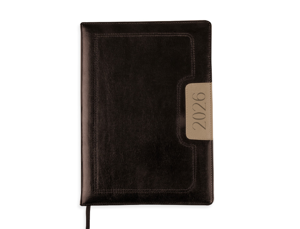 AGENDA ENCUADERNADA LIDERPAPEL DORIOS 150X210 MM 2026 DIA PAGINA NEGRO PAPEL 70 GR FSC