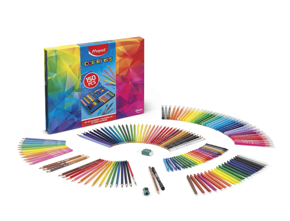 ESTUCHE PINTURA MAPED COLOR PEPS KIT DE 150 PIEZAS SURTIDAS