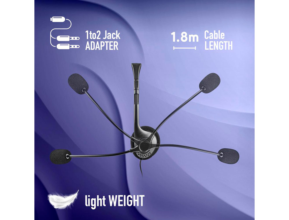 AURICULAR NGS HEADSET MS103 MAX CON MICROFONO Y CONTROL DE VOLUMEN LONGITUD CABLE 1,5 MT COLOR NEGRO