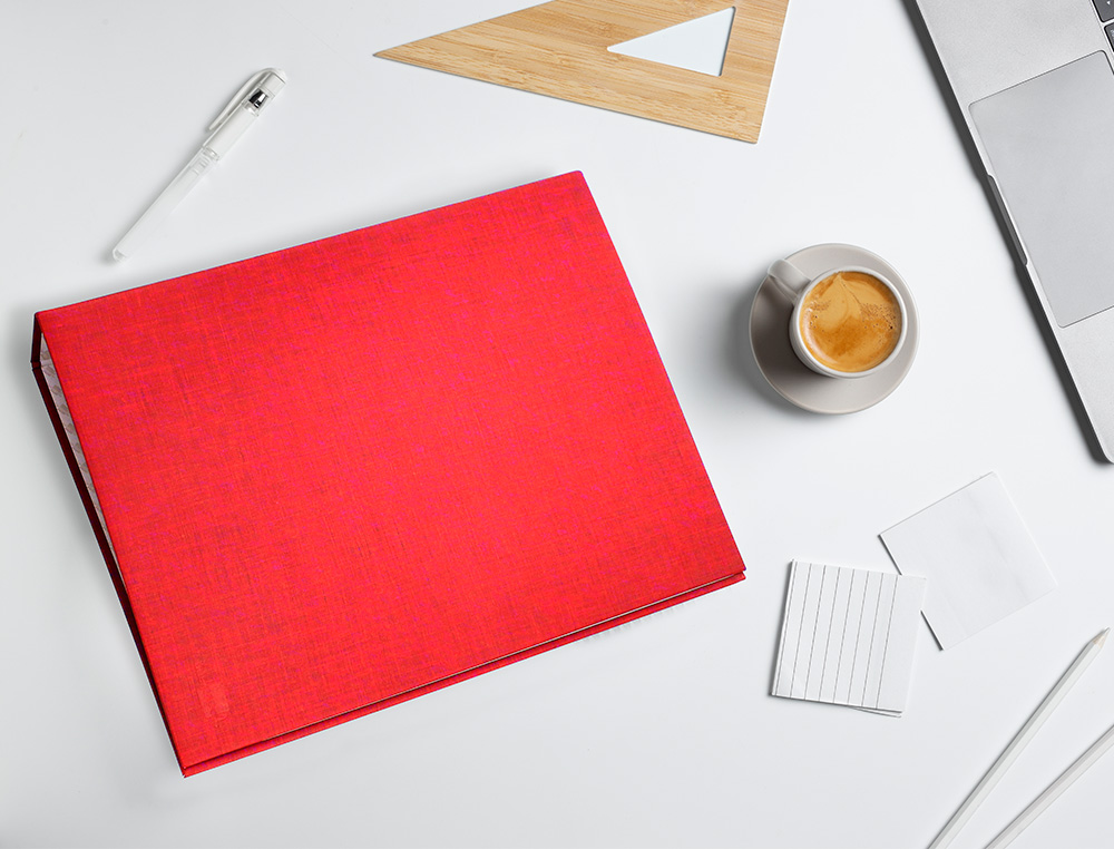 CARPETA DE 4 ANILLAS 25MM MIXTAS LIDERPAPEL FOLIO CARTON FORRADO PAPER COAT COLOR ROJO