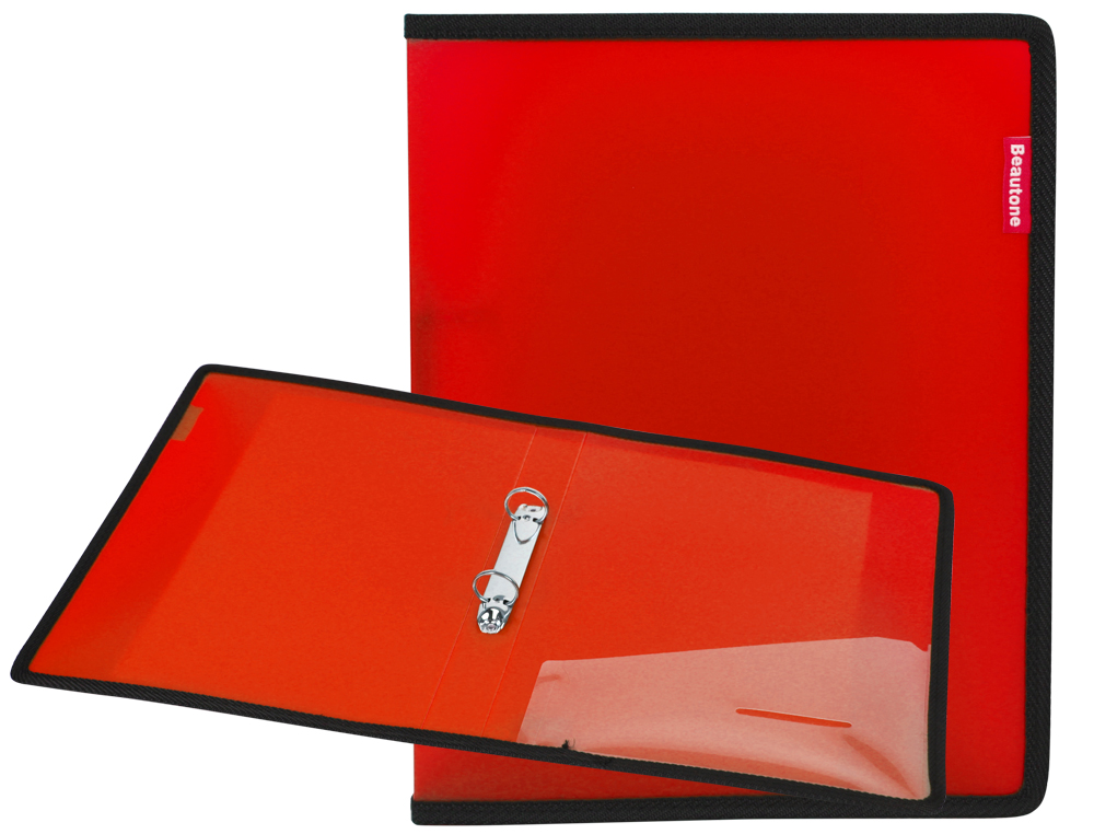 CARPETA LIDERPAPEL 2 ANILLAS 25 MM 43030 POLIPROPILENO ROJA CON BOLSA Y TARJETERO CON RIBETE NEGRO