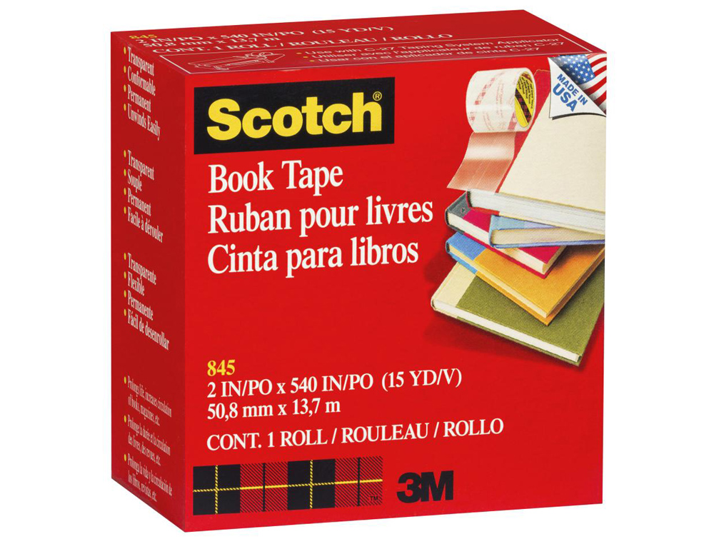 CINTA ADHESIVA SCOTCH 845 BOOK TAPE 13,7 MT X 50,8 MM
