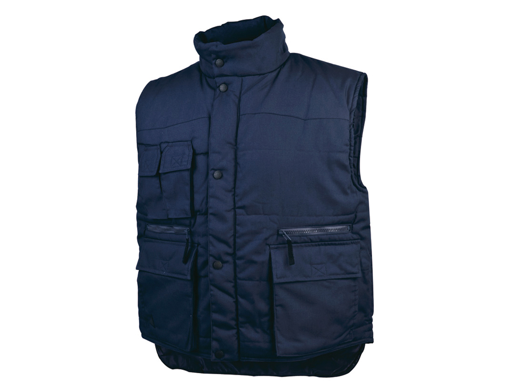 CHALECO DELTAPLUS MULTIBOLSILLOS CON CREMALLERA CINTURA ELASTICA COLOR AZUL NARANJA TALLA 3XL