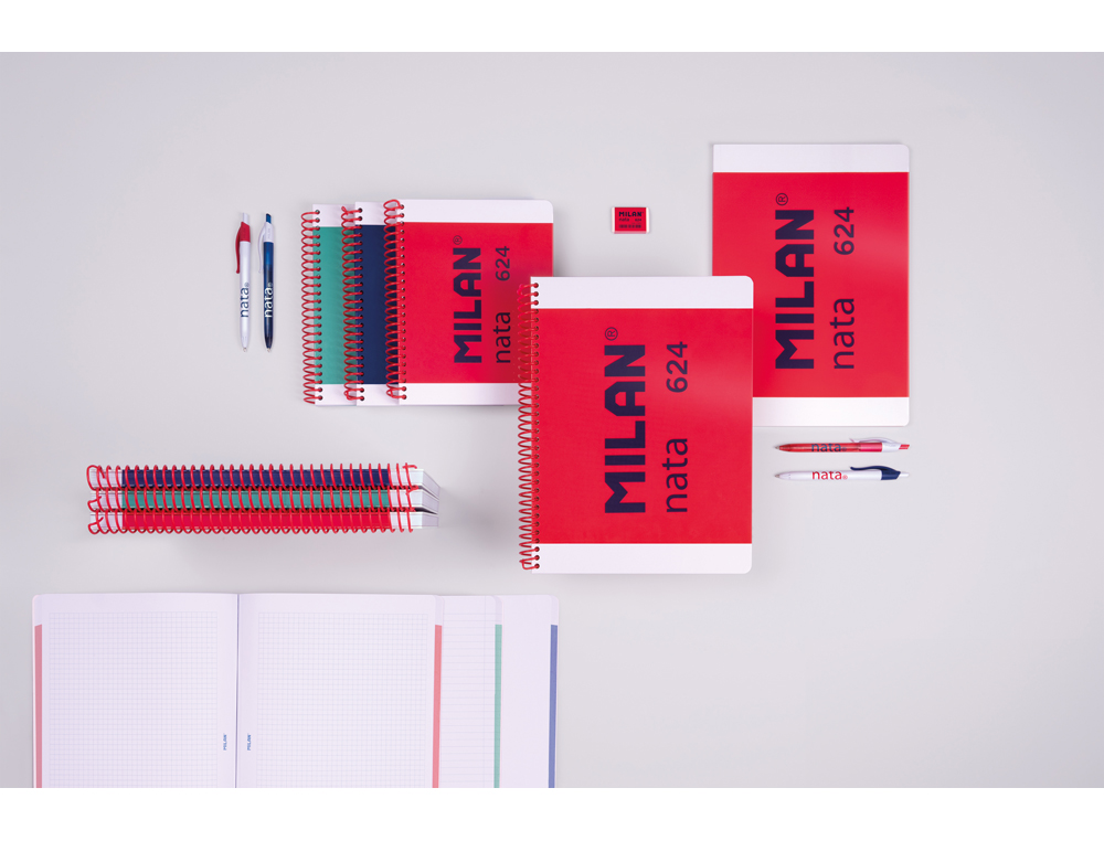 CUADERNO ESPIRAL MILAN SERIE NATA 624 SINCE 1918 DIN A4 TAPA DURA 80 HOJAS 95 GR CUADRO 5 MM COLOR AZUL