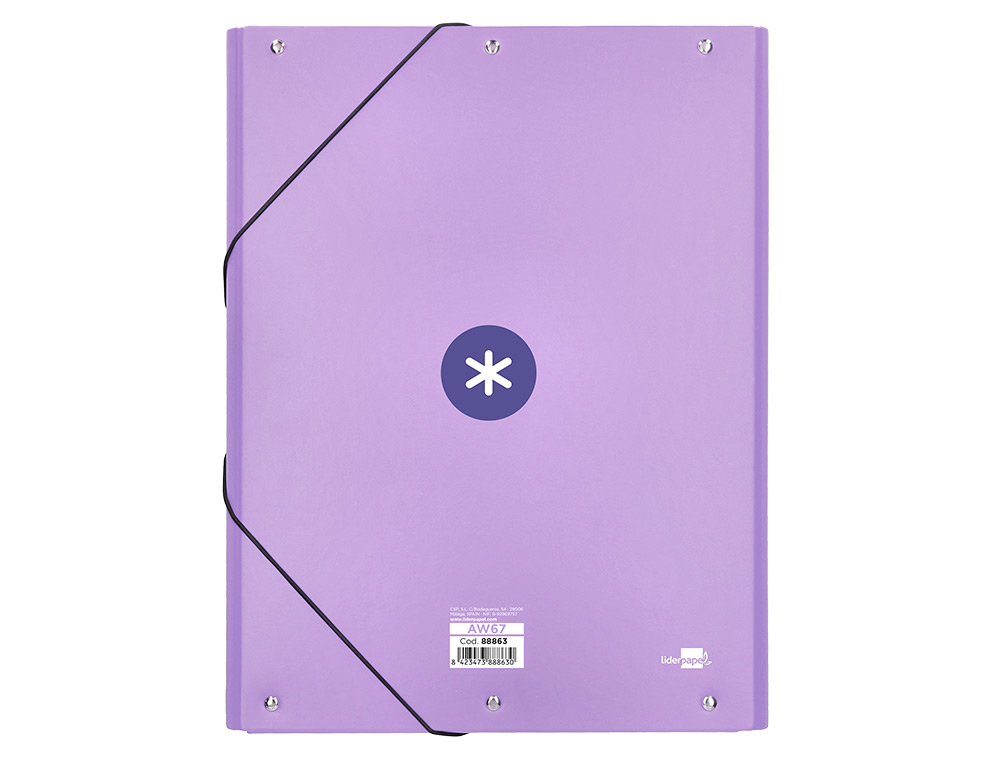 CARPETA ANTARTIK GOMAS TRES SOLAPAS CARTON FORRADO A4 COLOR LAVANDA