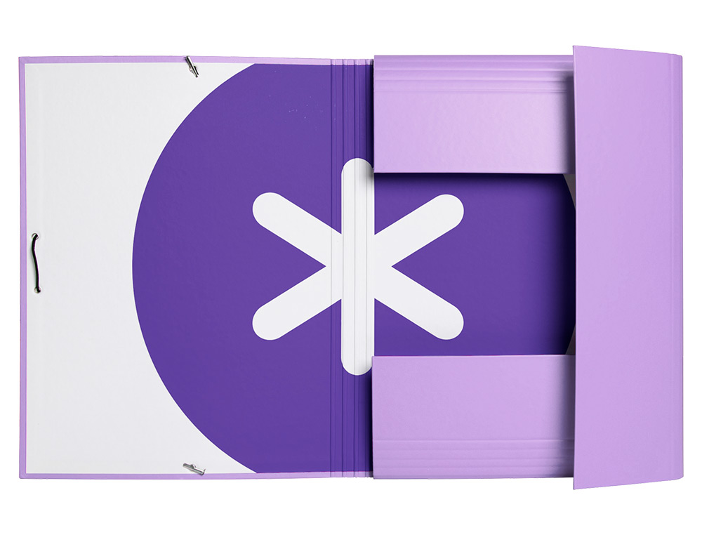CARPETA ANTARTIK GOMAS TRES SOLAPAS CARTON FORRADO A4 COLOR LAVANDA