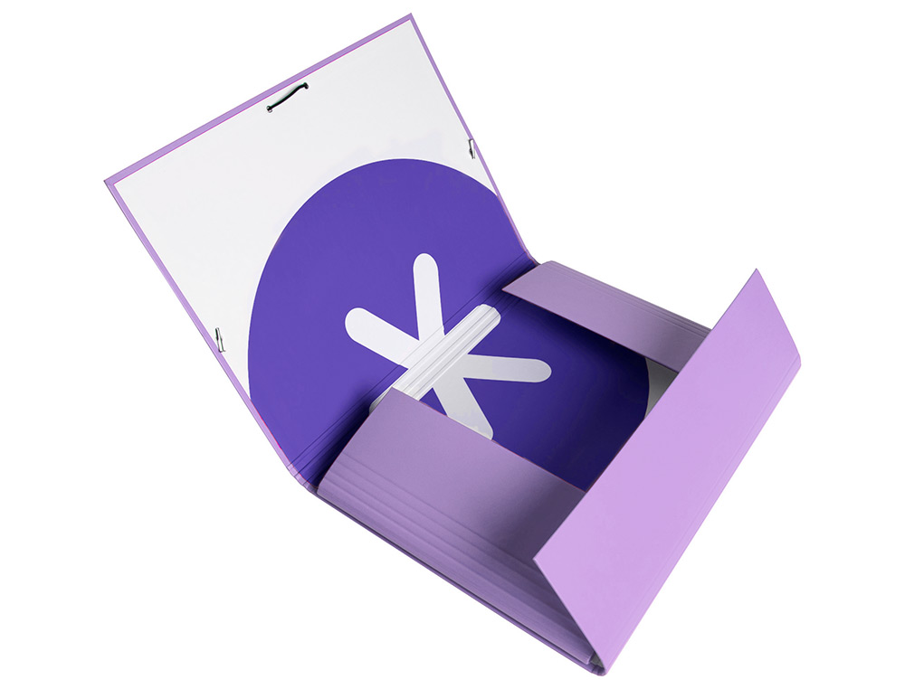 CARPETA ANTARTIK GOMAS TRES SOLAPAS CARTON FORRADO A4 COLOR LAVANDA