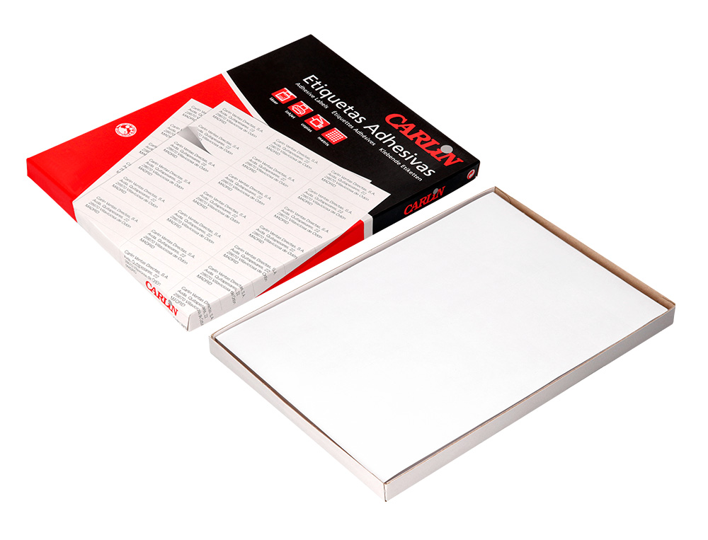 ETIQUETA ADHESIVA CARLIN 70X67,7 MM FOTOCOPIADORA LASER INK-JET CAJA DE 100 HOJAS DIN A4
